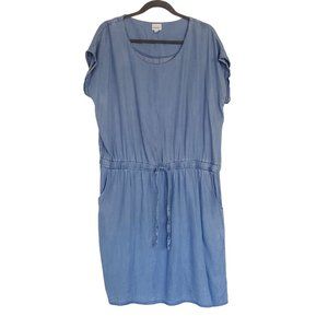 Emberley Lyocell Dress size XL blouson draw string waist Blue
